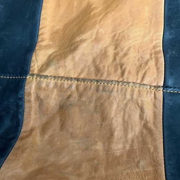 Banana Republic Black Tan Colorblock Leather Tote no lined - Picture 2 of 6